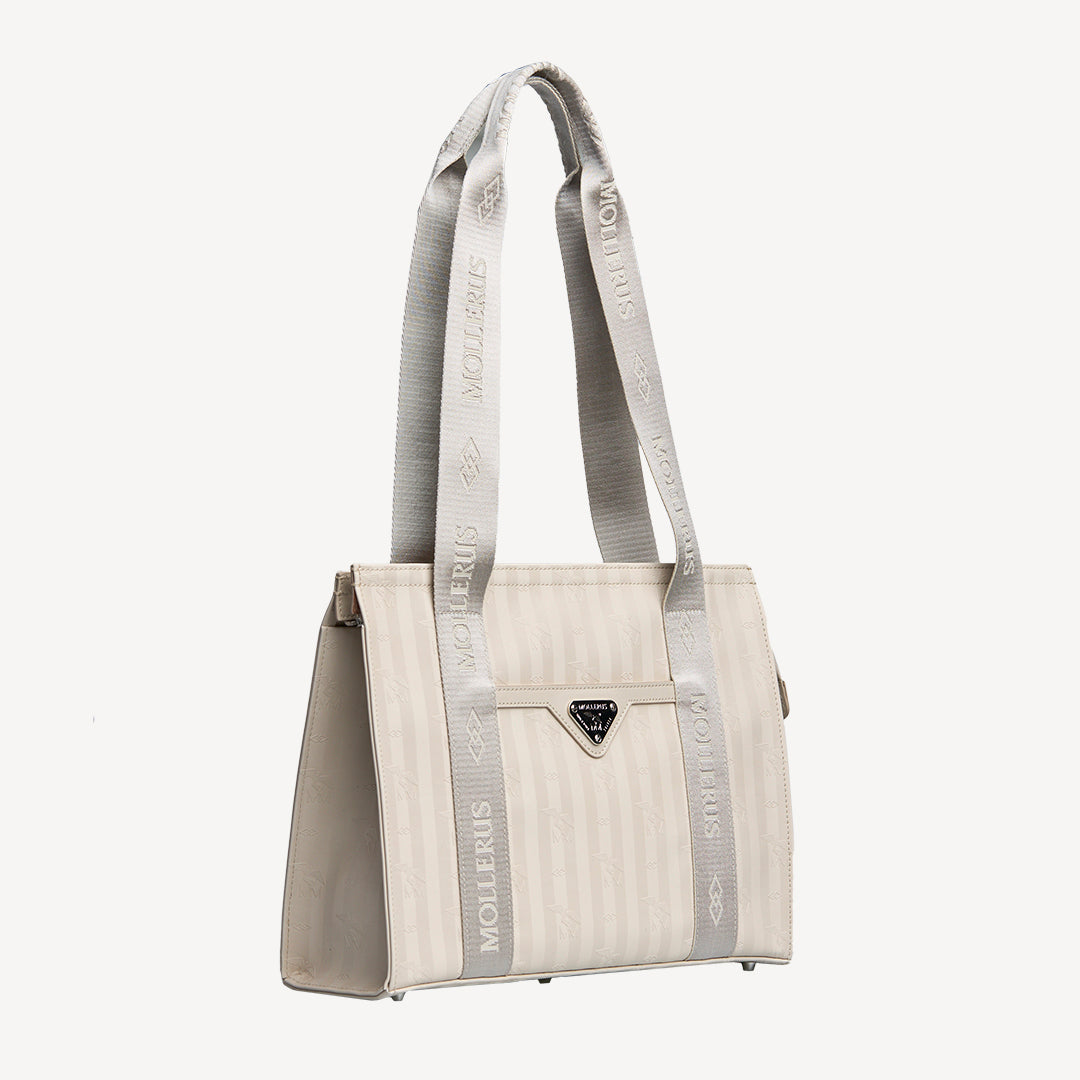 BERLIN | Schultertasche pearl weiss/silber  - seitlich