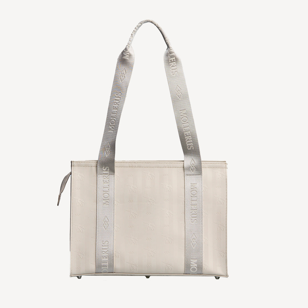BERLIN | Schultertasche pearl weiss/silber  - von hinten