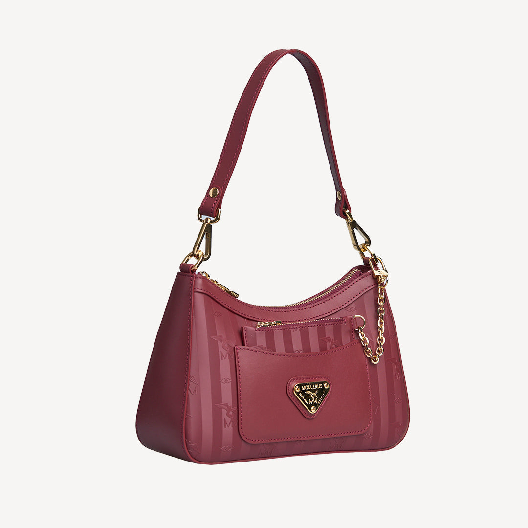 CASTIEL | Schultertasche Mollerus antique rot/gold - seitlich