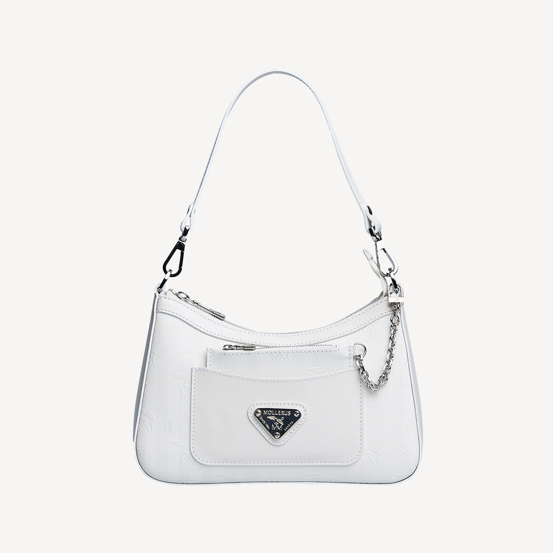 CASTIEL | Schultertasche Mollerus snow weiss/silber - frontal