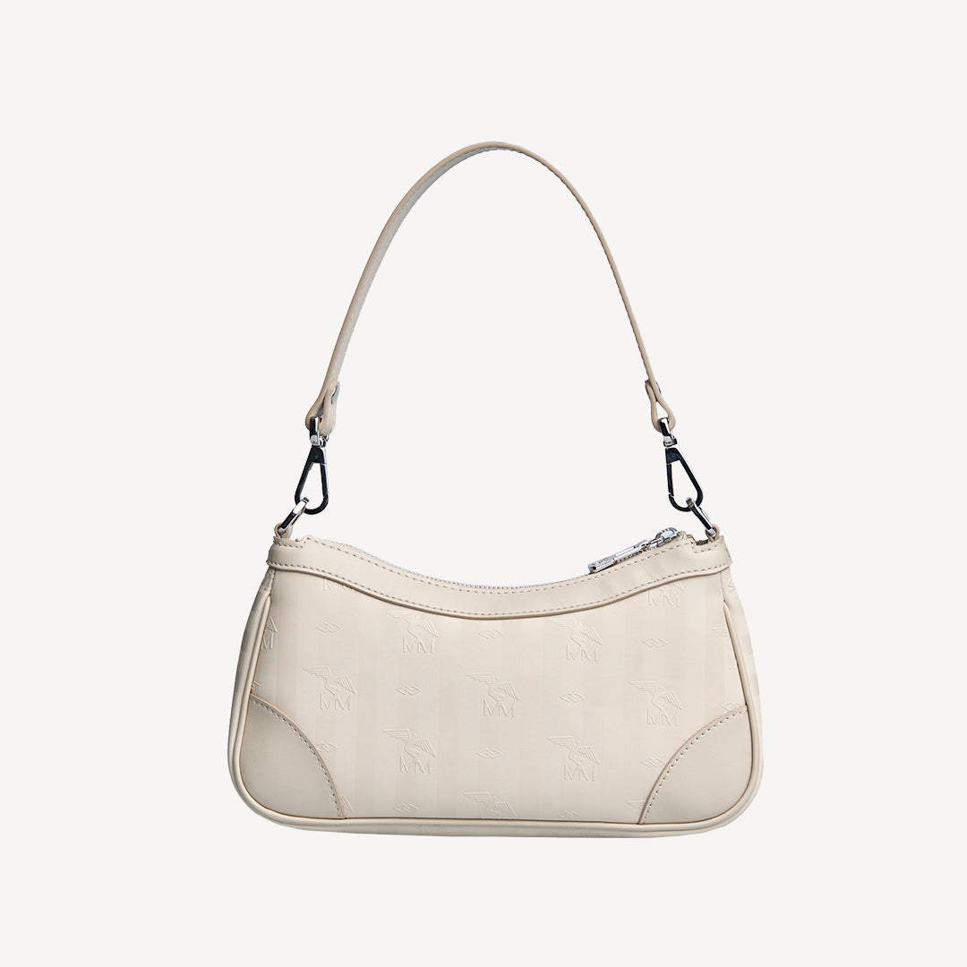MOIRY | Schultertasche Mollerus pearl weiss/silber - von hinten