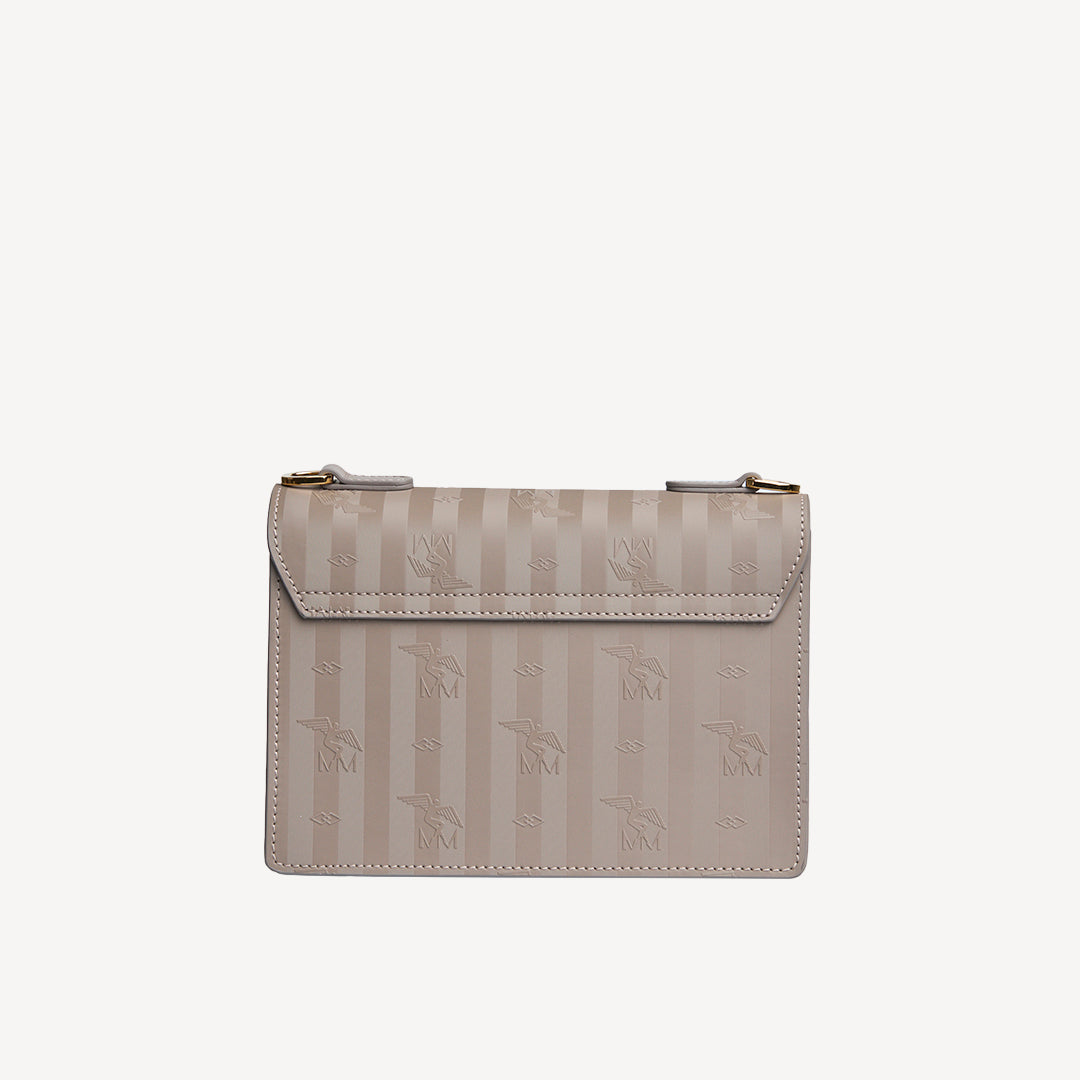 URSY | Umhängetasche Mollerus taupe grau/gold - von hinten