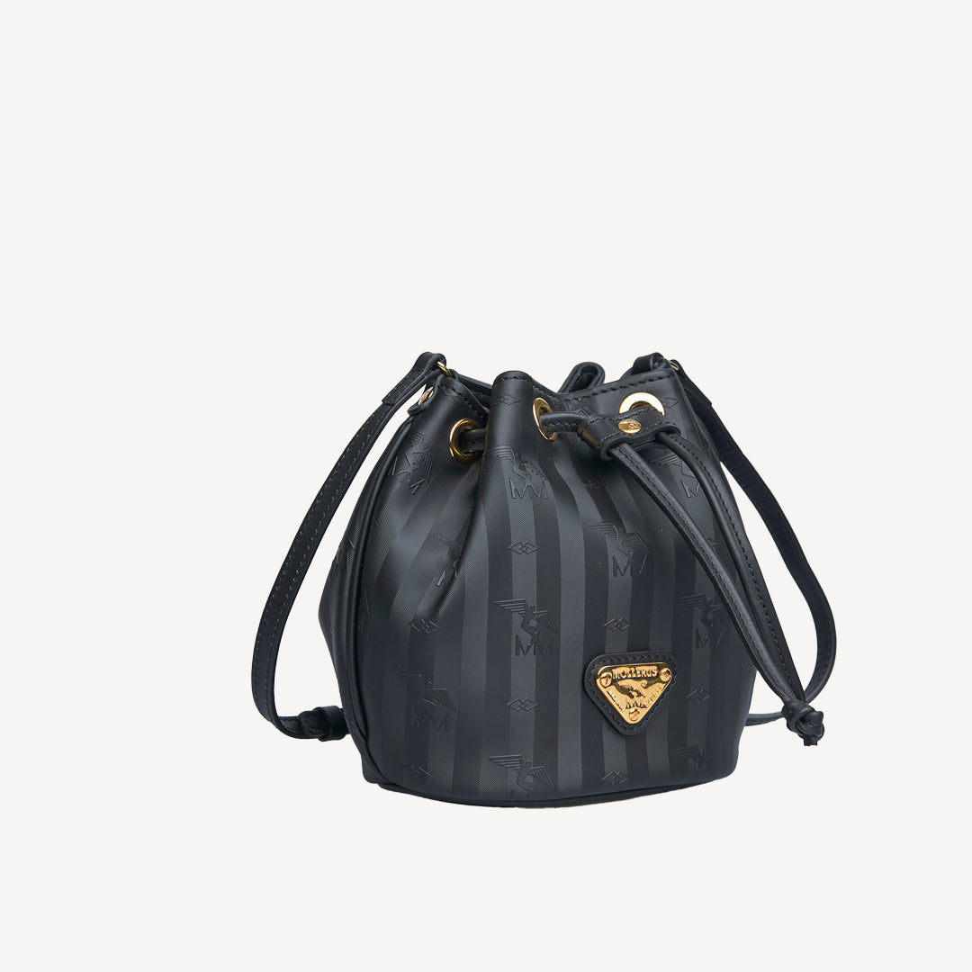 VERBIER |  Beuteltasche klein schwarz/gold - seitlich