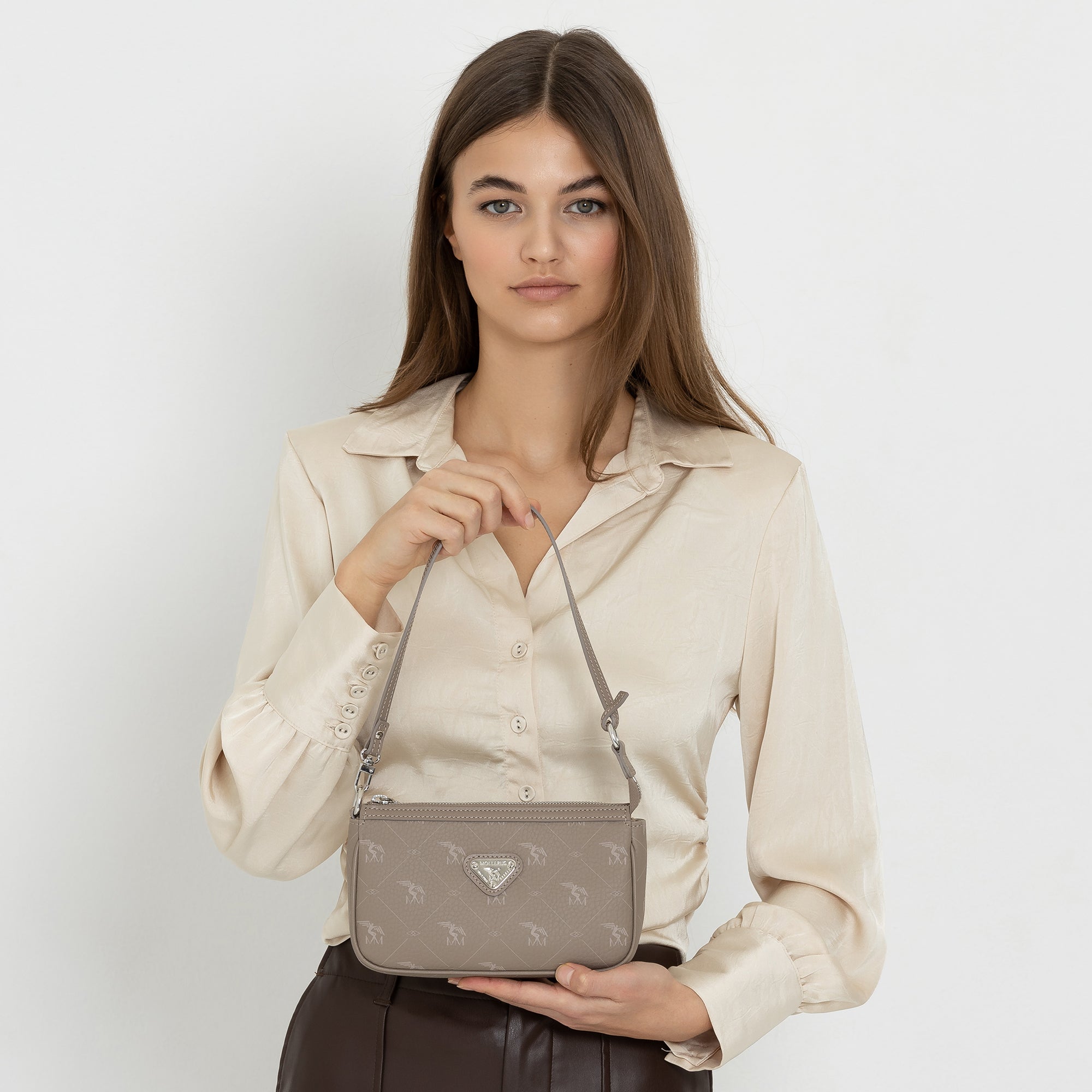 MISSY | Schultertasche Pecarus taupe/rosè/silber - frontal