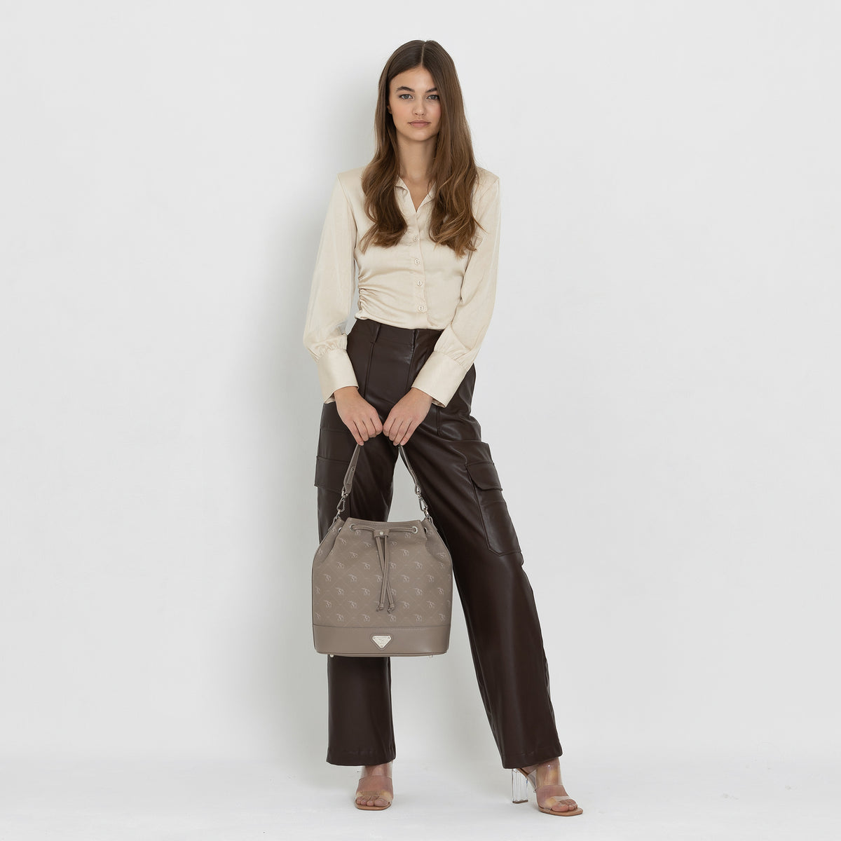 SION | Beuteltasche Peacrus taupe/rosè/silber - full body