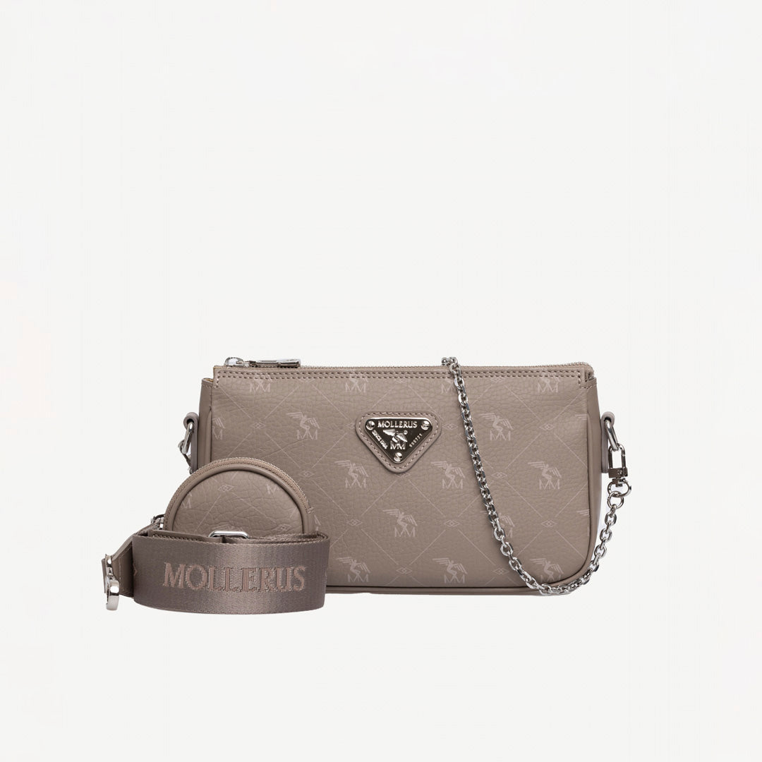 ZELL | Umhängetasche Mollerus Pecarus taupe/rosé/silber - frontal