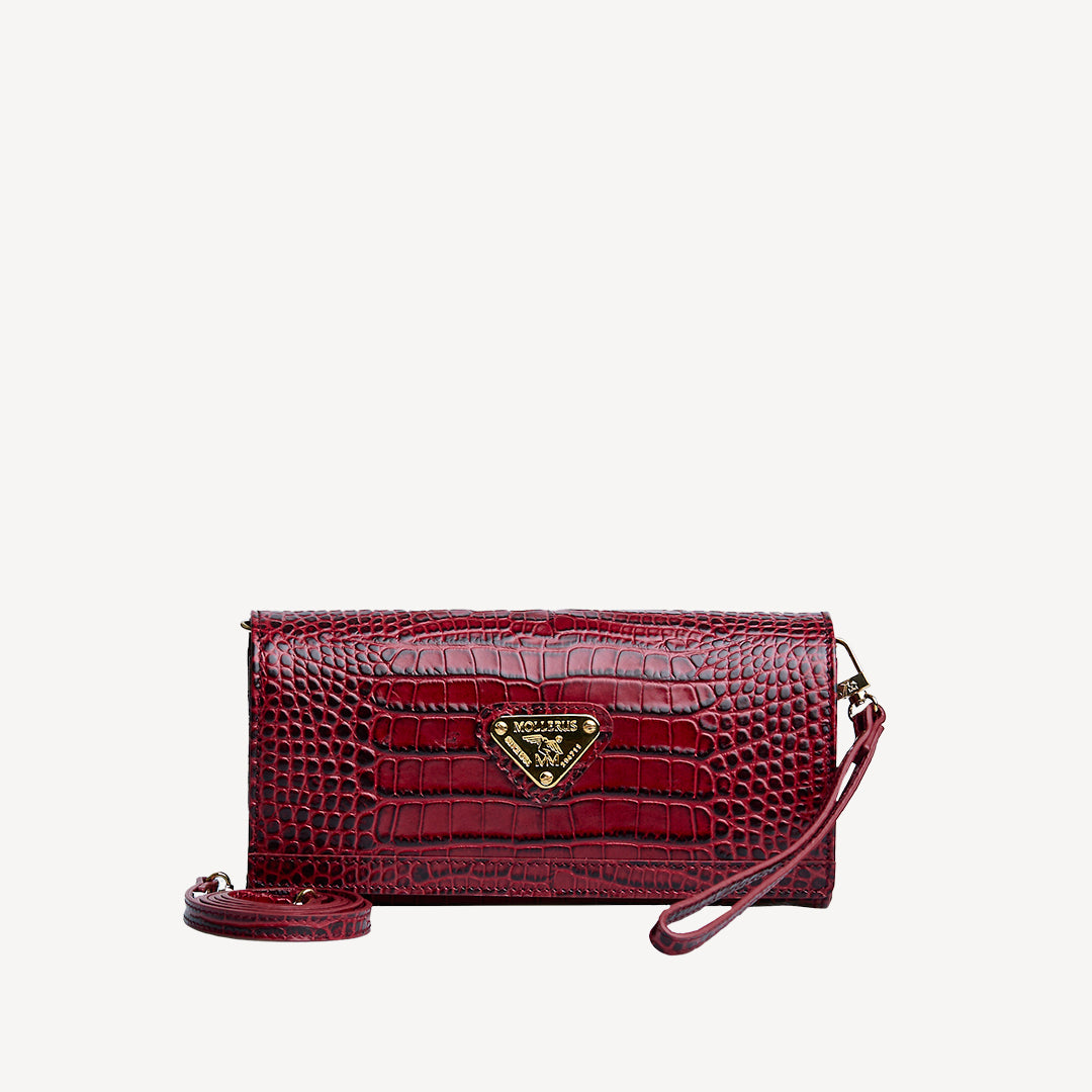 FRESENS | Clutch Croco antique rot/gold - frontal