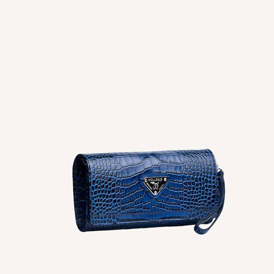 FRESENS | Clutch Mollerus Croco sapphire blau/silber - seitlich