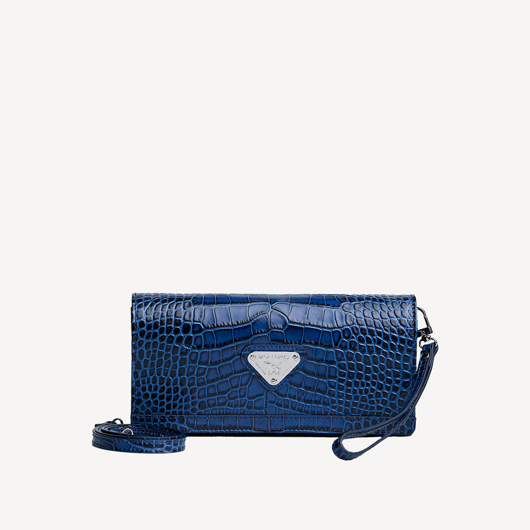 FRESENS | Clutch Mollerus Croco sapphire blau/silber - frontal