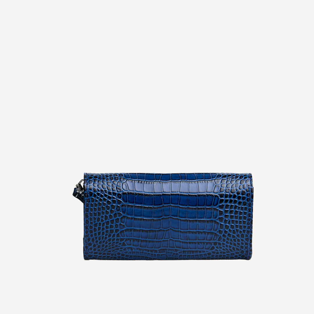 FRESENS | Clutch Mollerus Croco sapphire blau/silber - von hinten