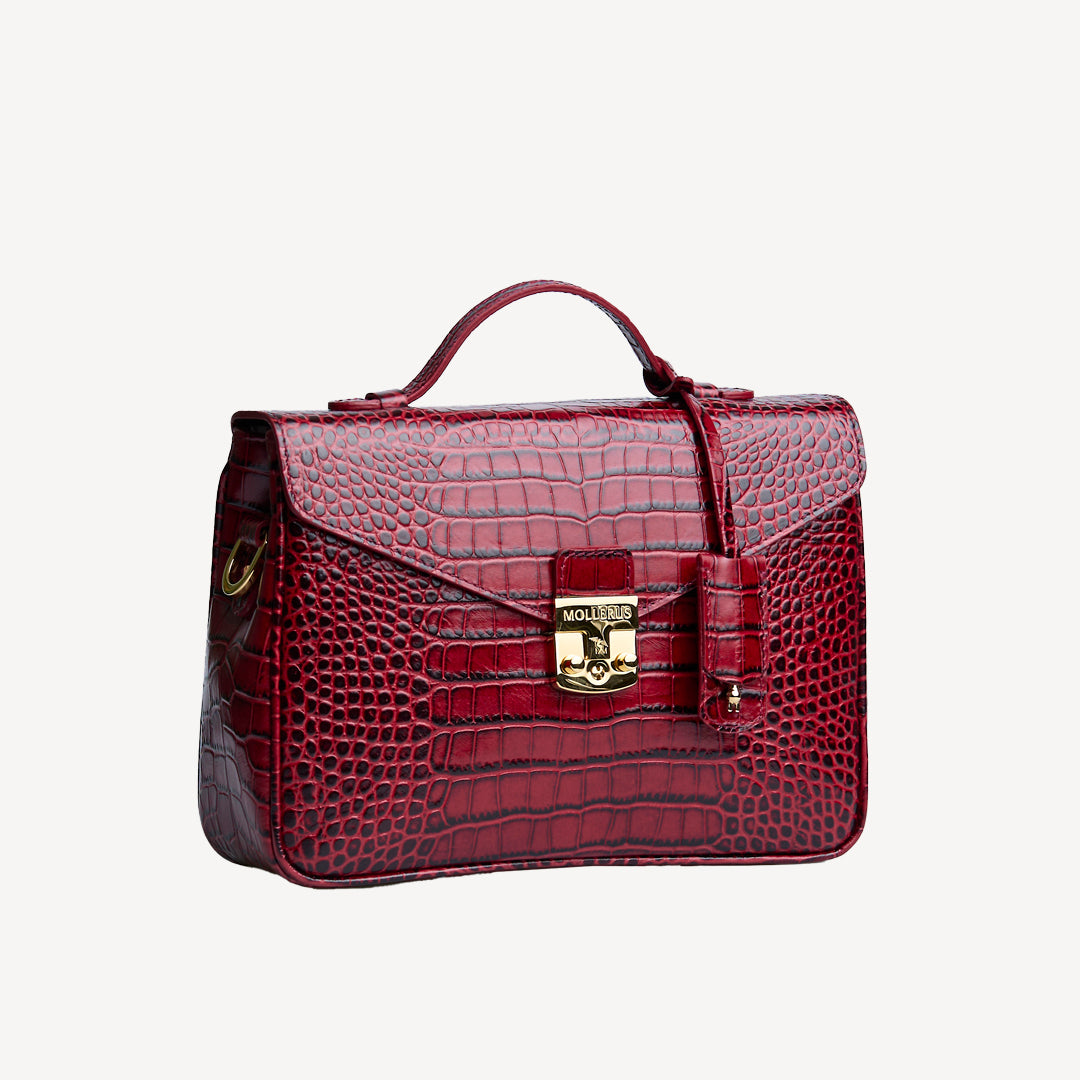 MARLY | Umhängetasche Mollerus Croco antique rot/gold -seitlich