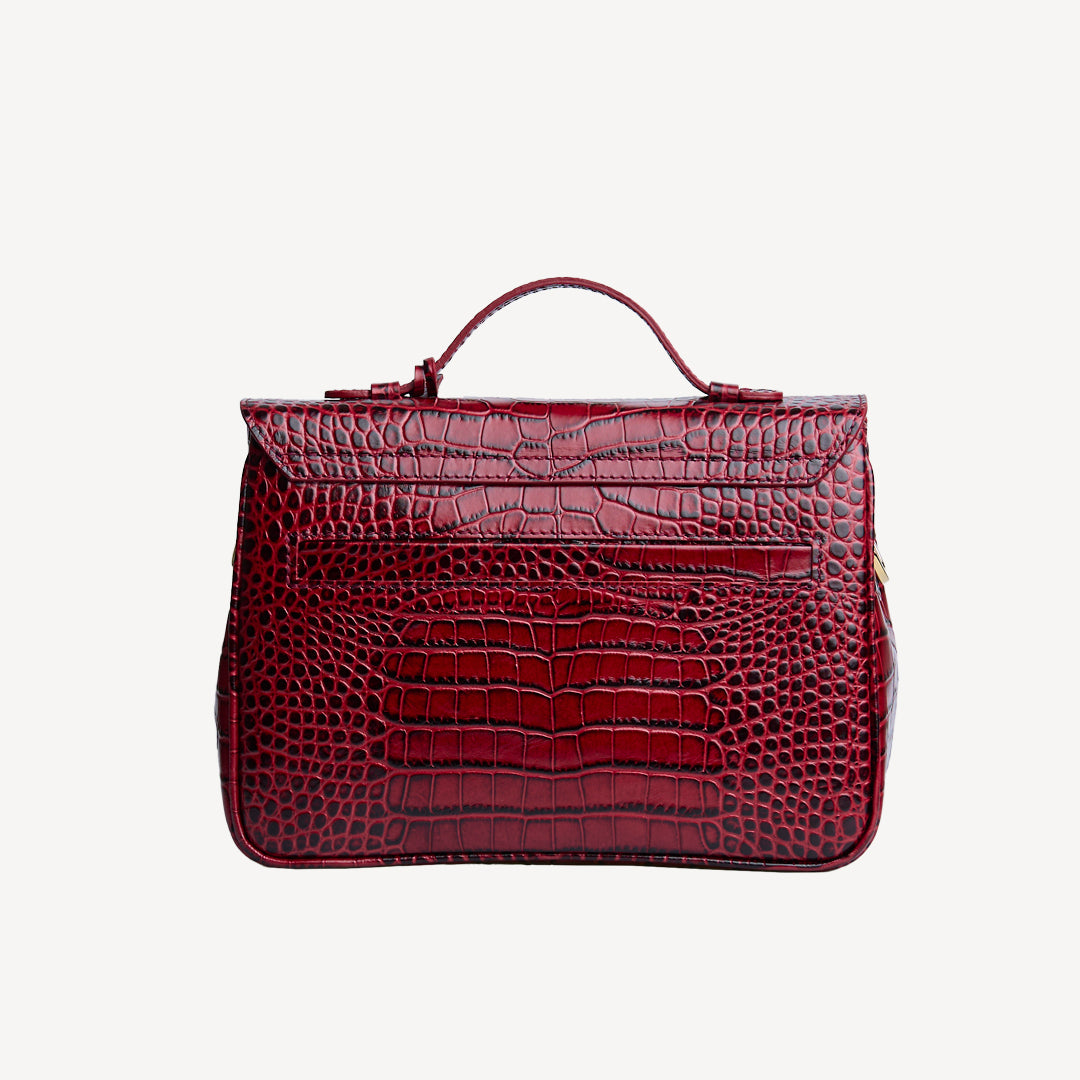 MARLY | Umhängetasche Mollerus Croco antique rot/gold - von hinten