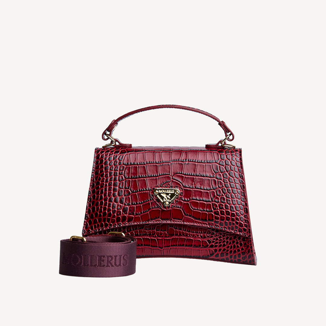 ROMONT | Umhängetasche Mollerus Croco antique rot/gold -frontal