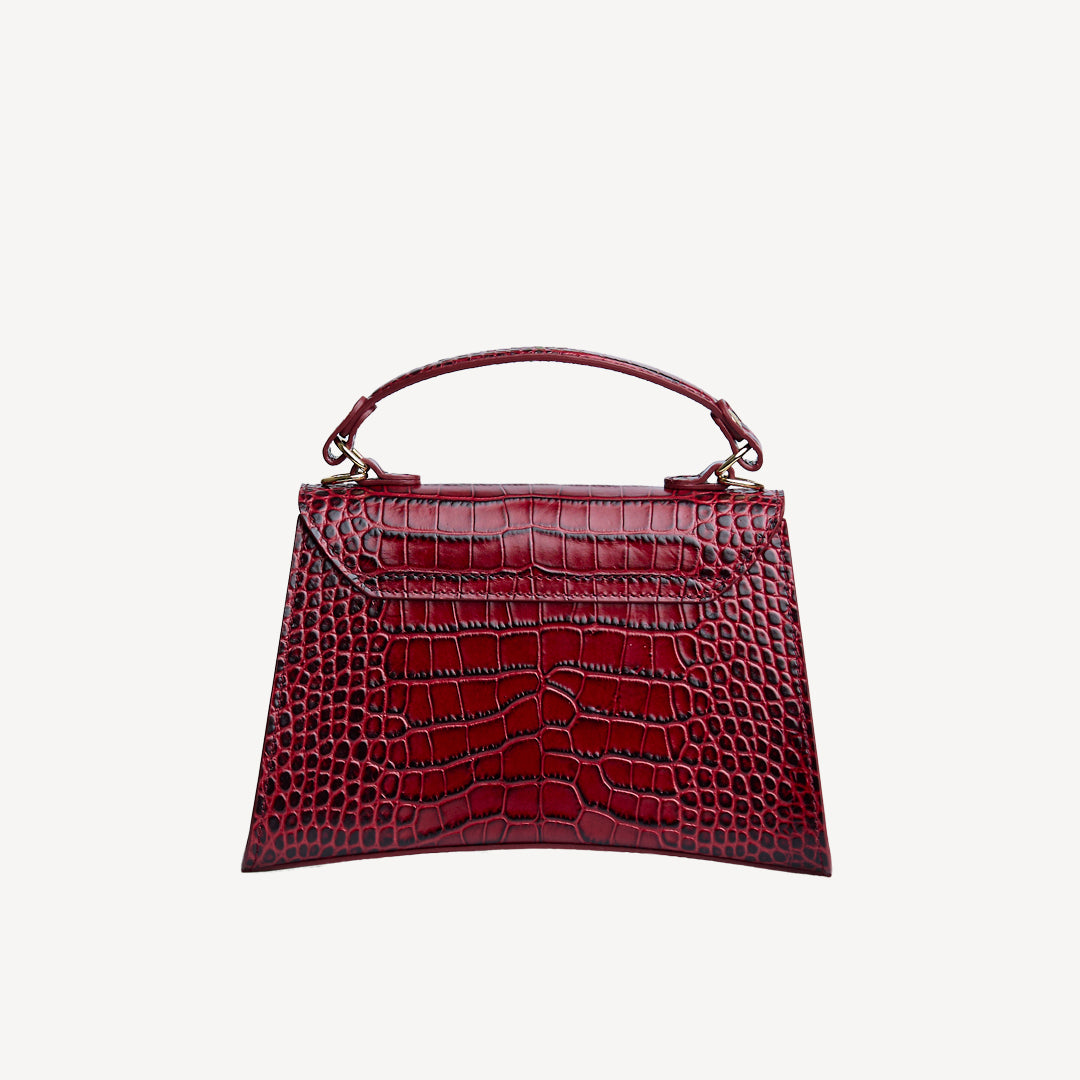 ROMONT | Umhängetasche Mollerus Croco antique rot/gold - von hinten