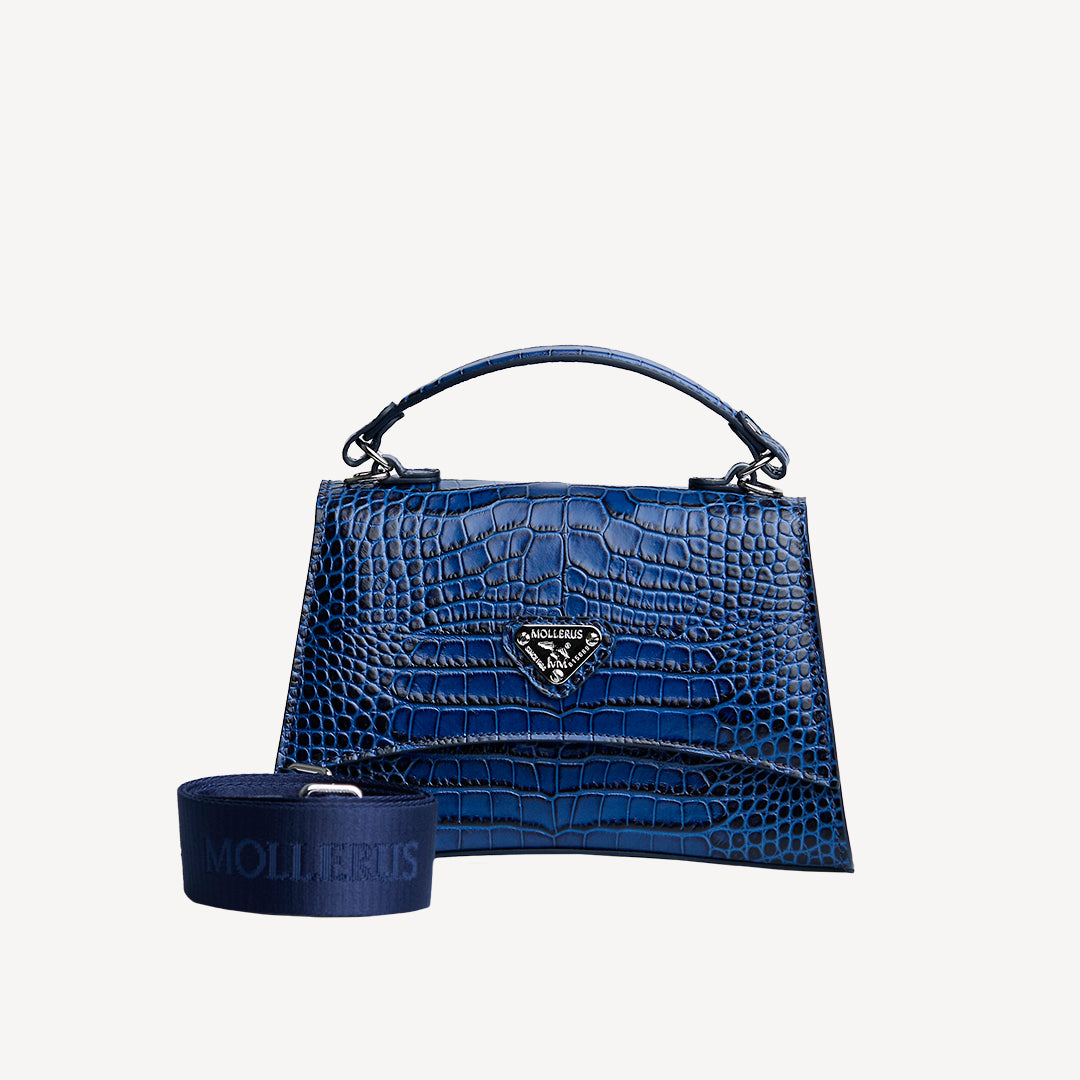 ROMONT | Umhängetasche Croco sapphire blau/gold - frontal
