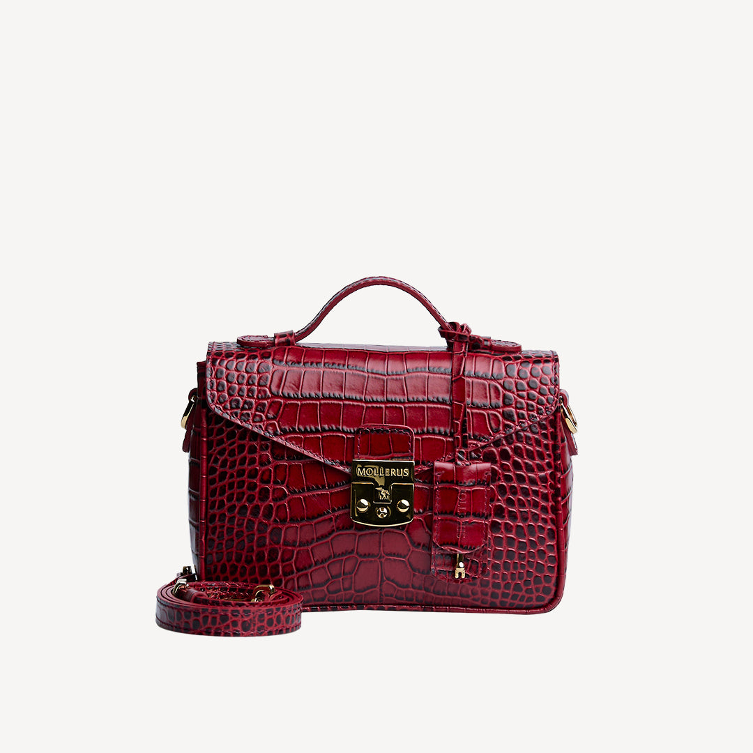 MEYRIN | Umhängetasche Mollerus croco antique rot/gold - frontal