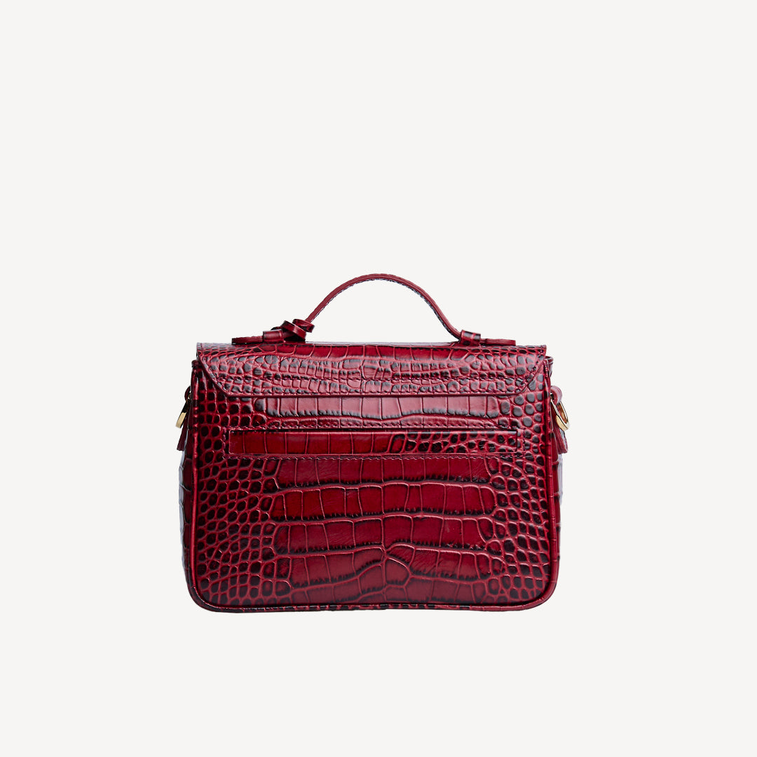 MEYRIN | Umhängetasche Mollerus croco antique rot/gold - von hinten