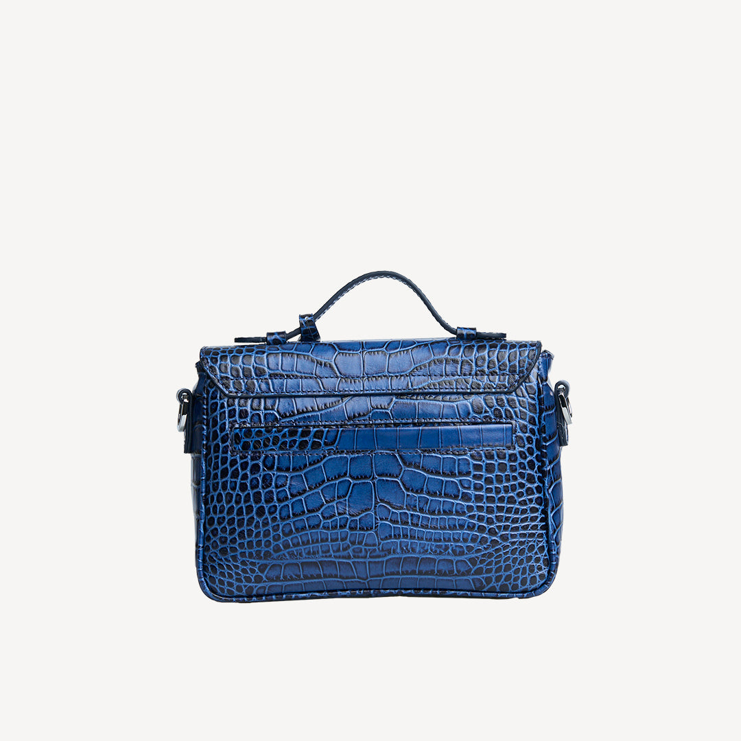 MEYRIN | Umhängetasche croco sapphire blau/silber - von hinten