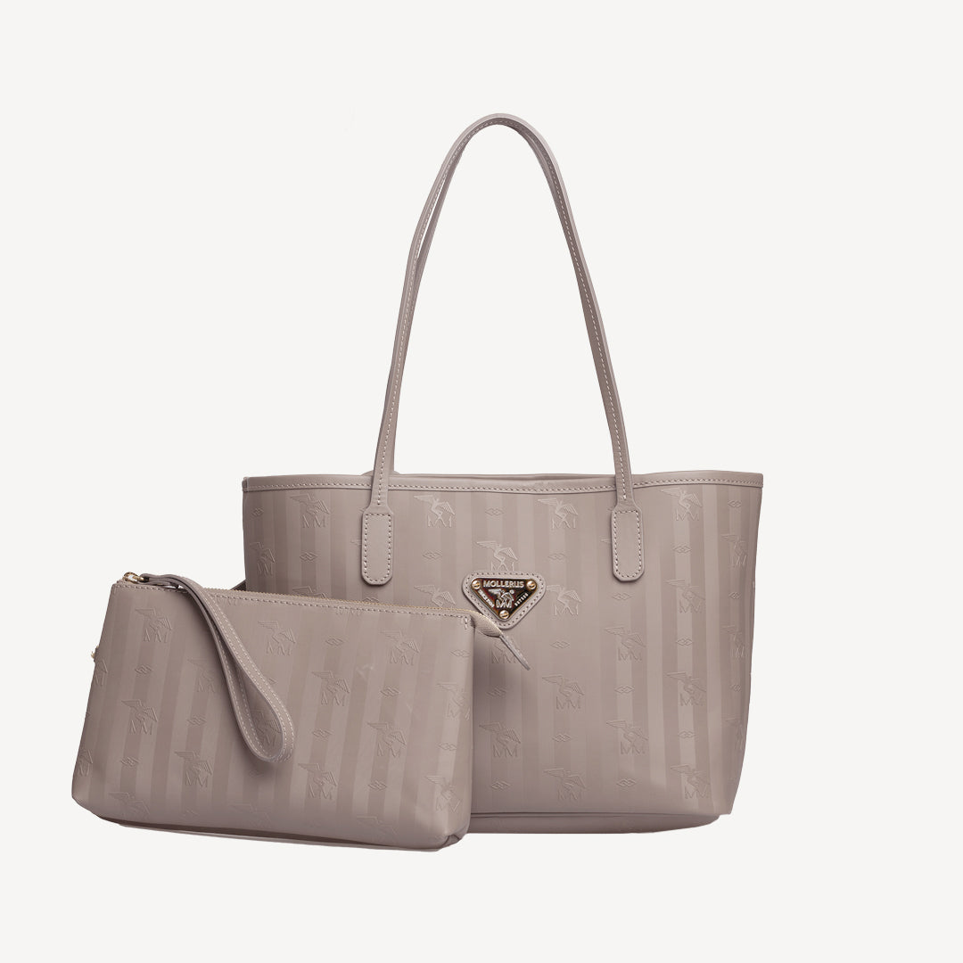 GENF | Shopper Mollerus taupe grau/gold - frontal