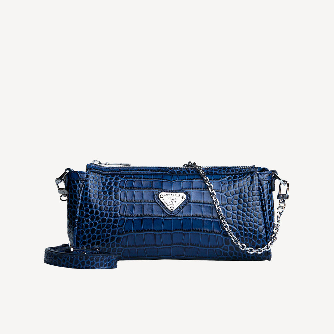 ANDEER | Clutch Mollerus Croco sapphire blau/silber