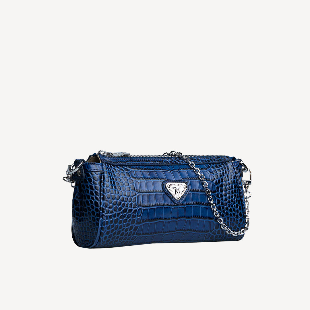 ANDEER | Clutch Mollerus Croco sapphire blau/silber