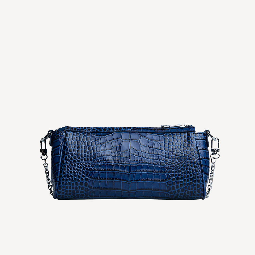 ANDEER | Clutch Mollerus Croco sapphire blau/silber