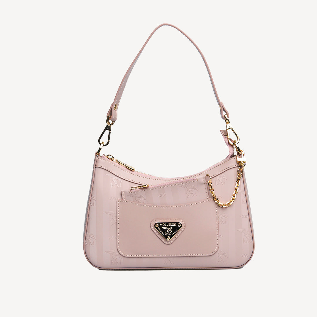 CASTIEL | Schultertasche soft rosè/gold - FRONTAL