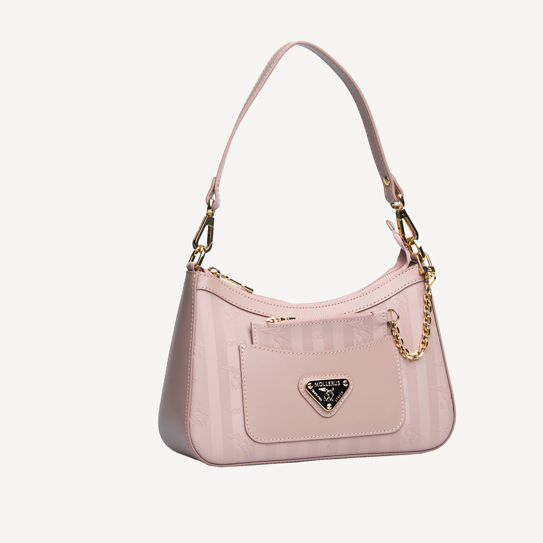 CASTIEL | Schultertasche soft rosè/gold - seitlich