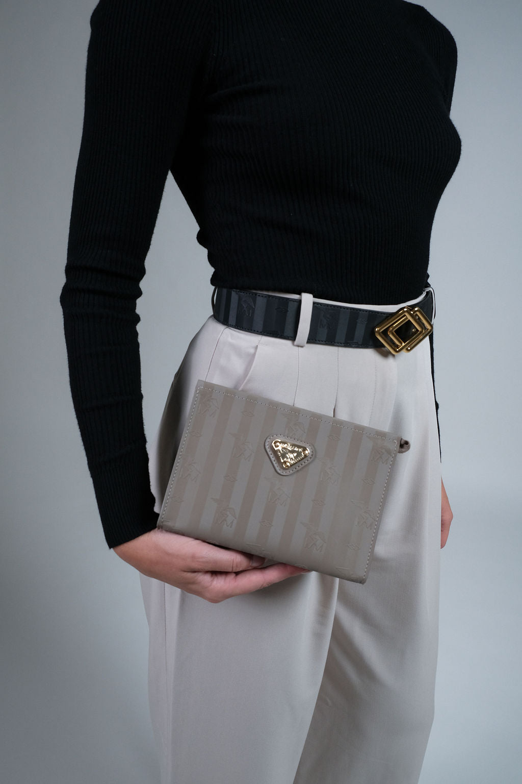 BASODINO | Necessaire Mollerus taupe grey/gold