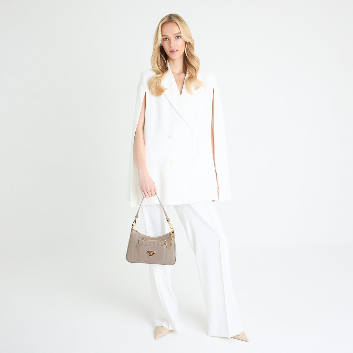 CASTIEL | Schultertasche Mollerus taupe grau/gold - full body