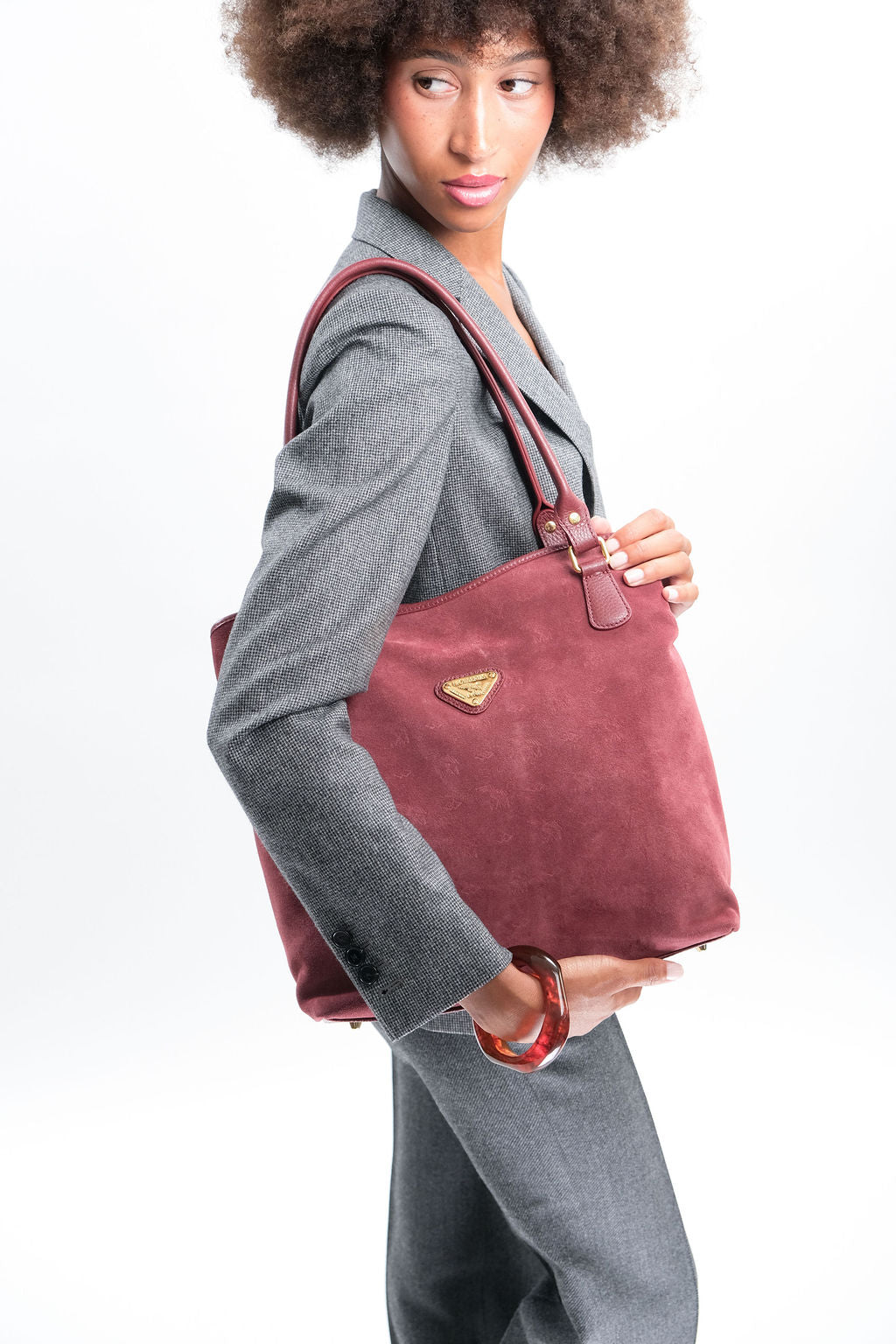 INDIAN SUMMER | Shopper Velours antique rot/gold  - frontal