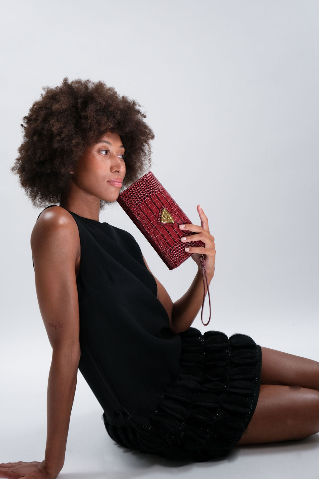 FRESENS | Clutch Mollerus Croco antique red/gold