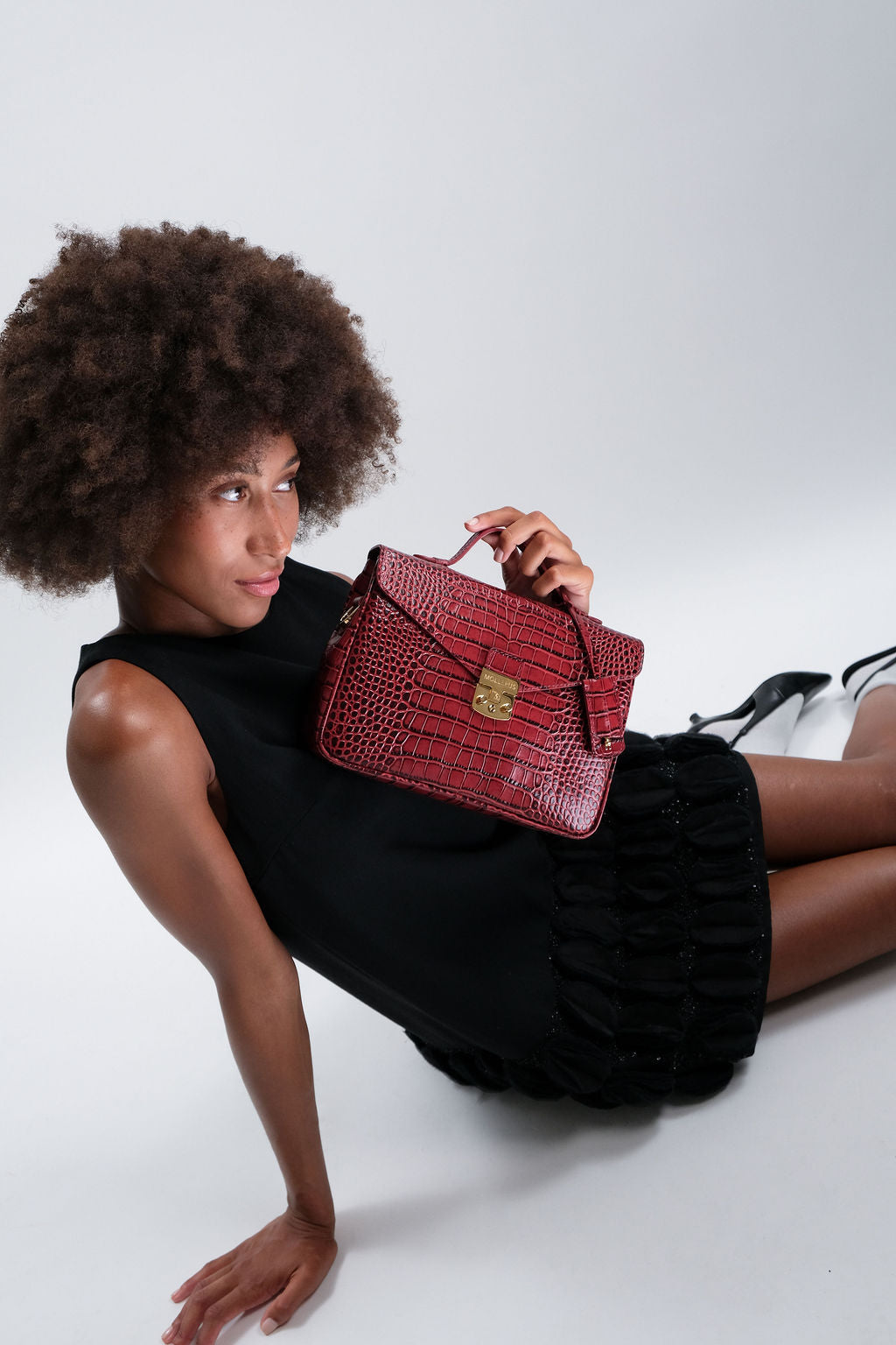 MARLY | Mollerus Croco shoulder bag antique red/gold