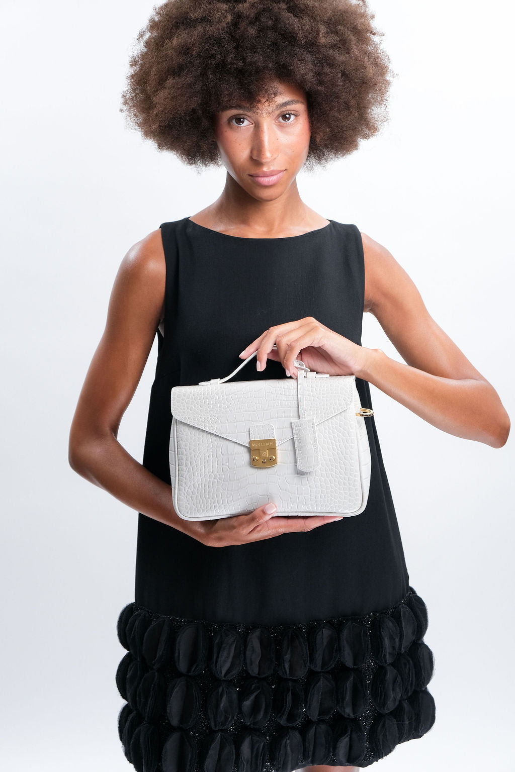 MARLY | Shoulder bag Mollerus Croco snow white/gold