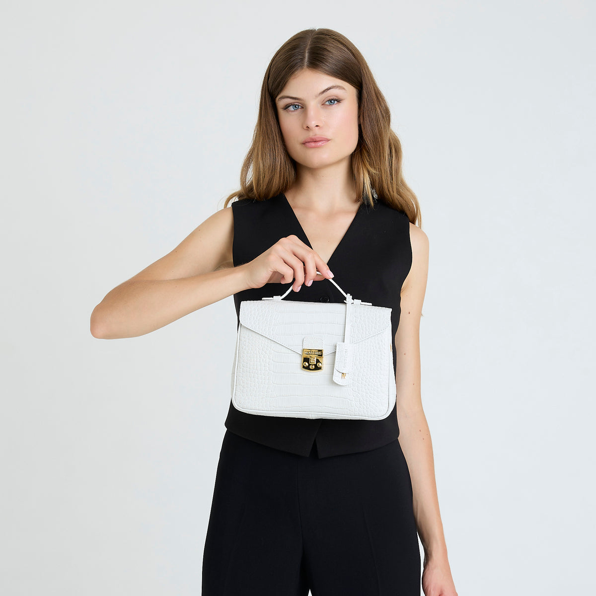 MARLY | Shoulder bag Mollerus Croco snow white/gold