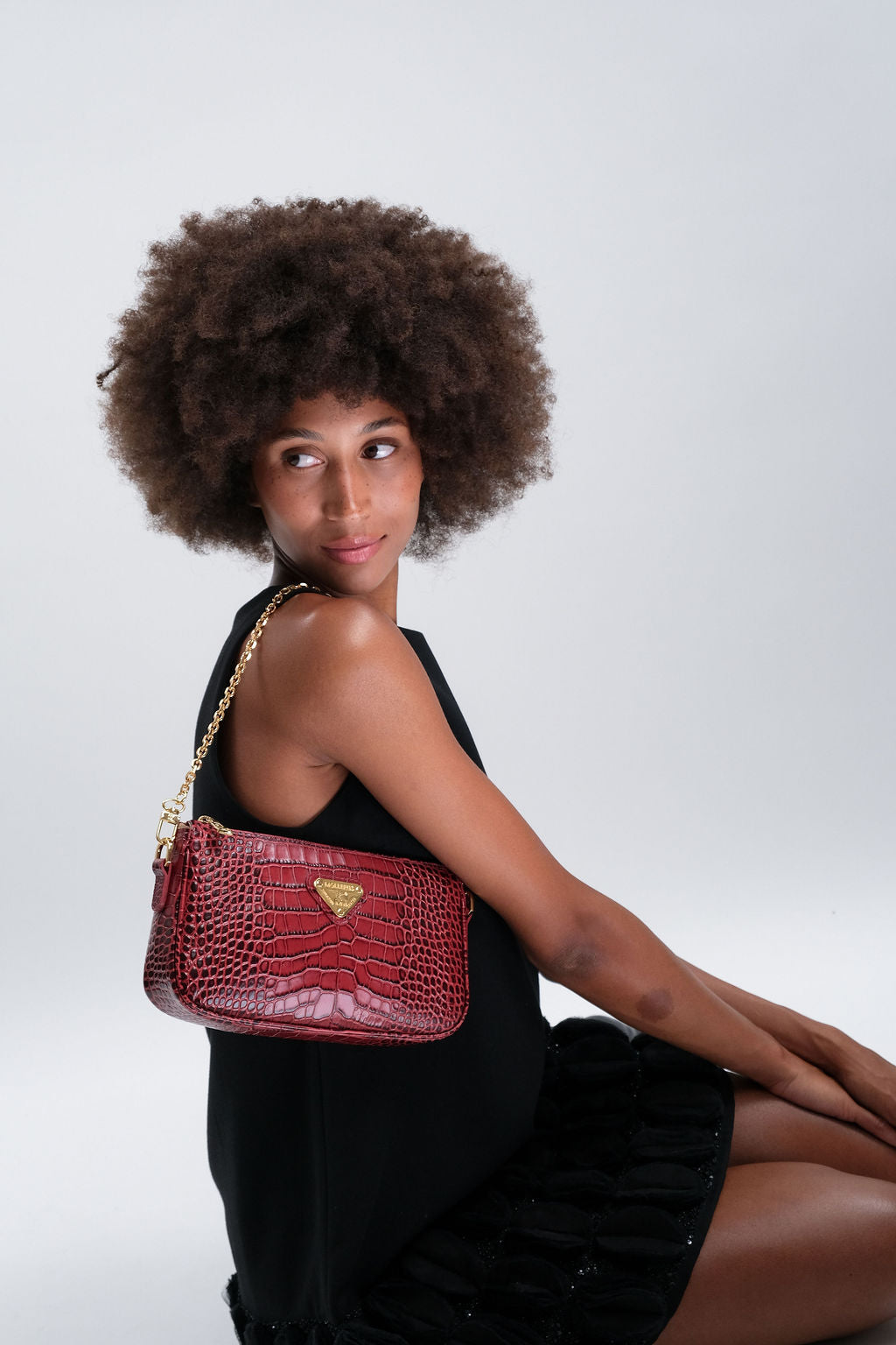ZELL| Mollerus Croco shoulder bag antique red/gold