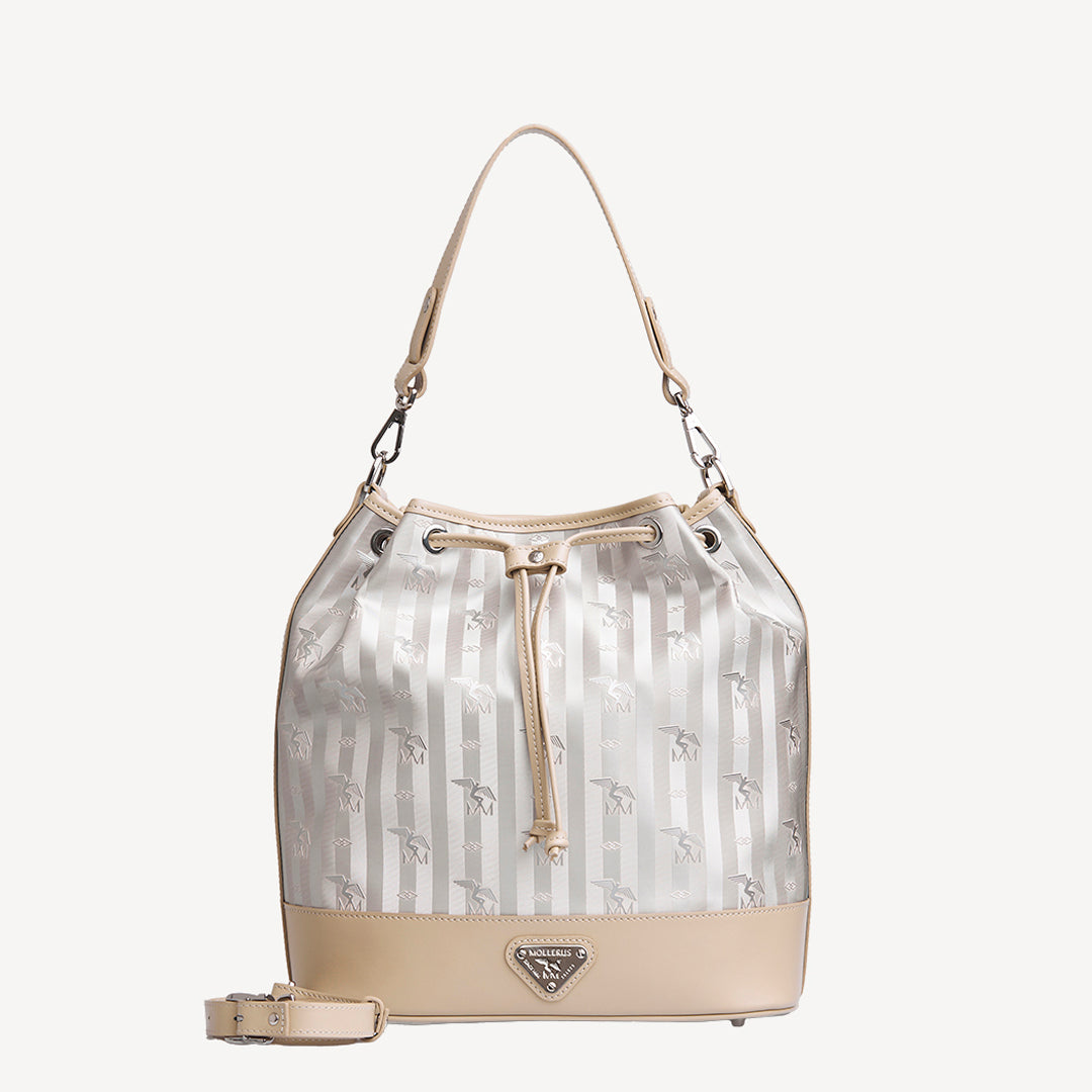 NIESEN | Beuteltasche Mollerus metallic silber/pearl weiss - frontal