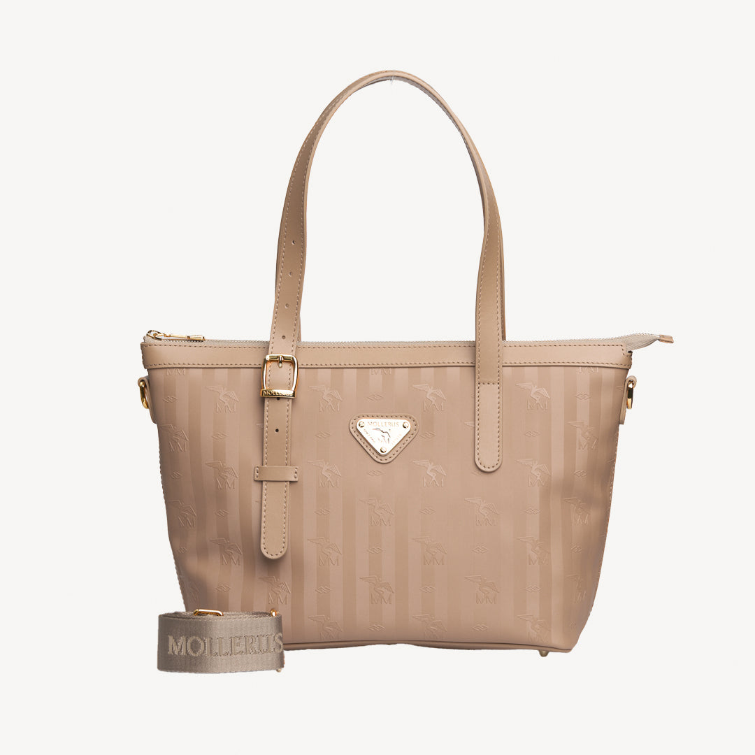 VALLON | Shopper with zipper Mollerus cappuccino beige/gold