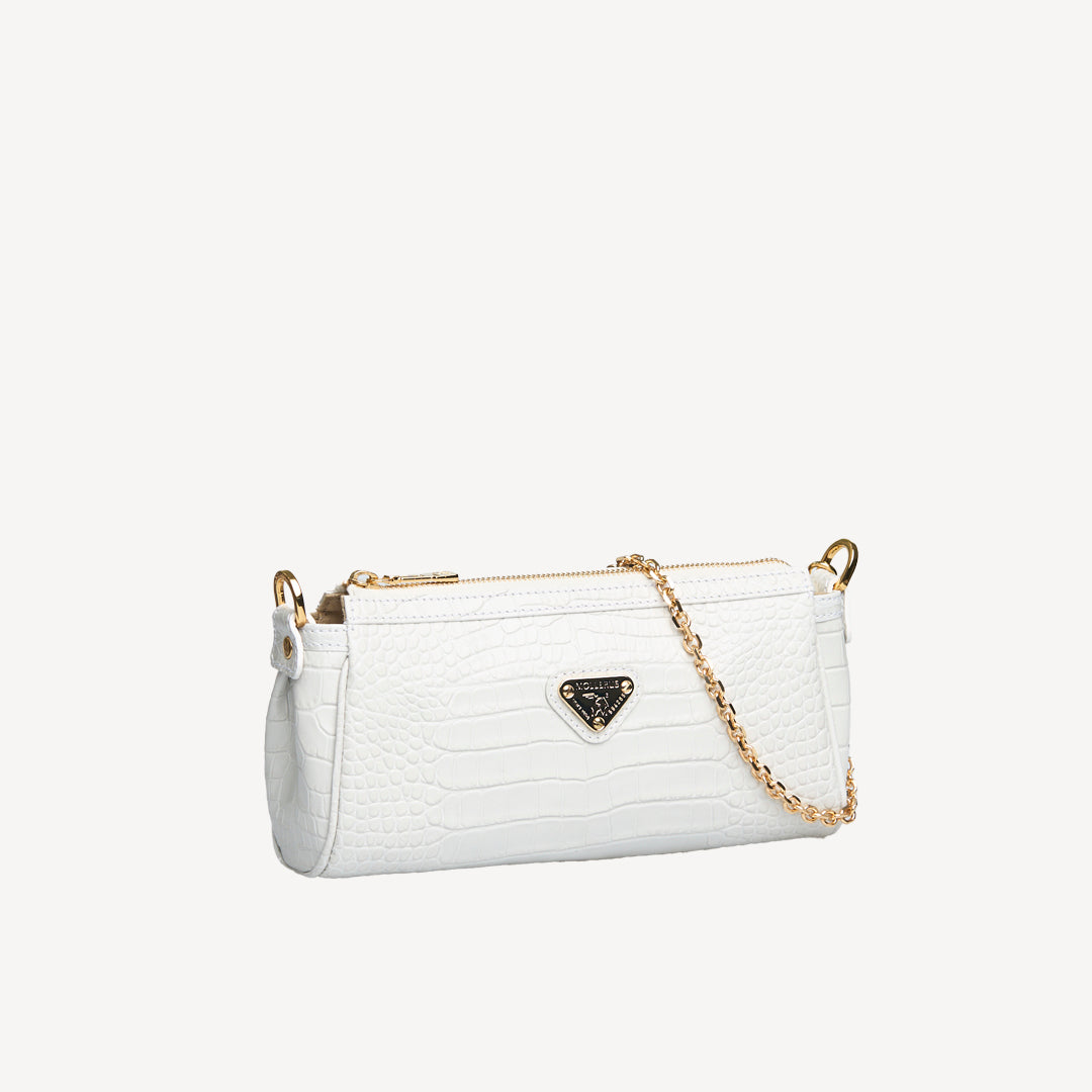 ANDEER | Clutch Mollerus Croco snow weiss/gold