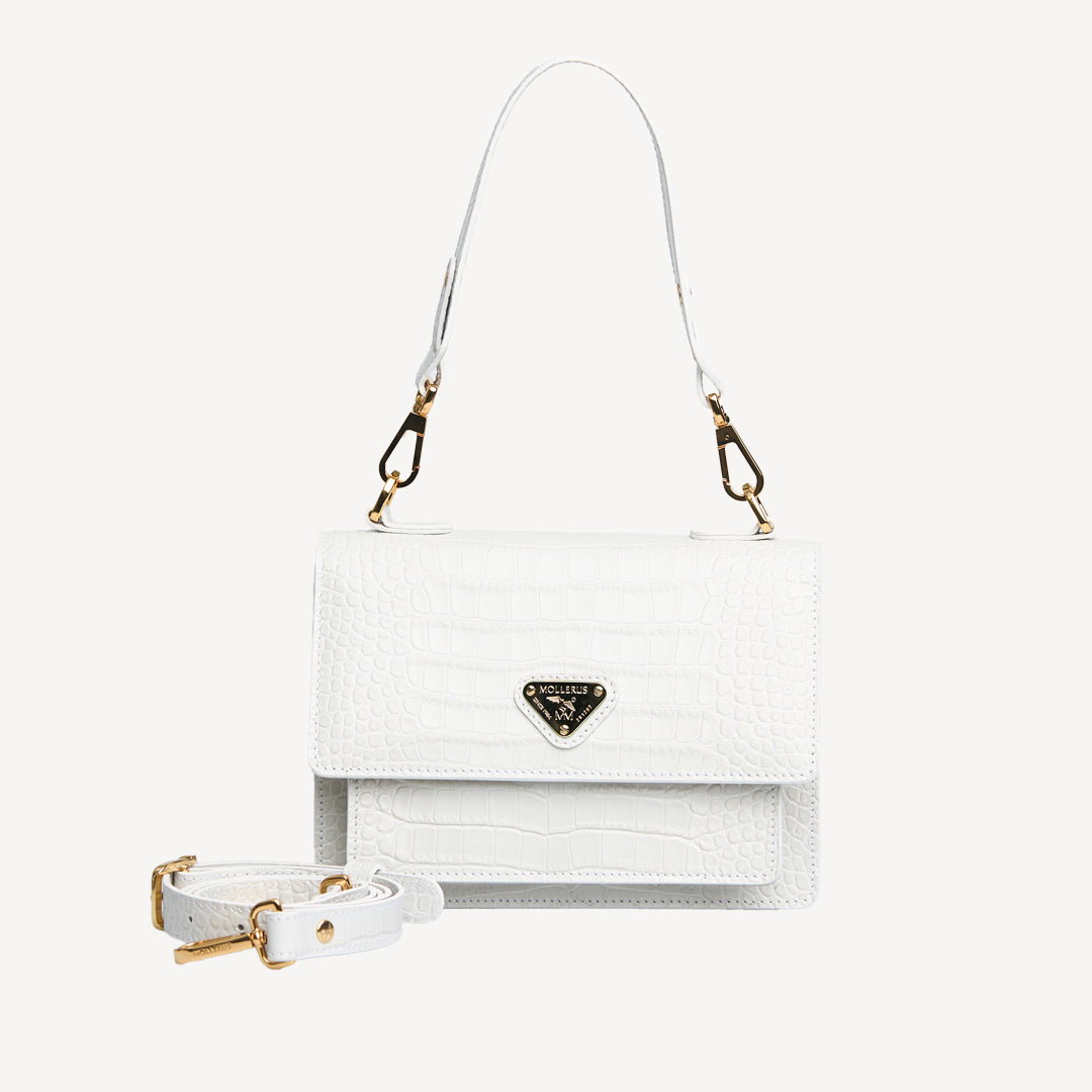 URSY | Shoulder bag Mollerus Croco snow white/gold