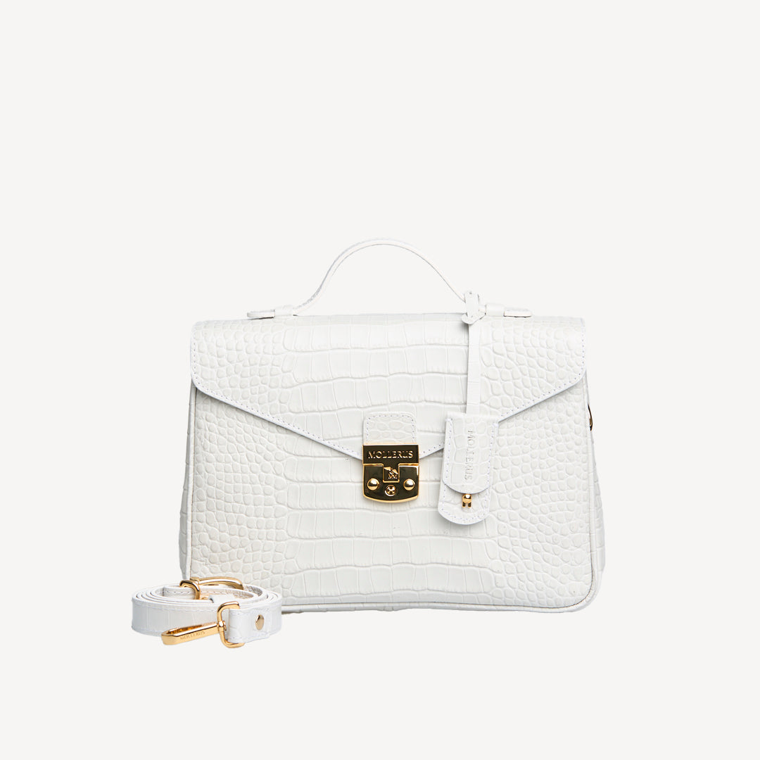 MARLY | Shoulder bag Mollerus Croco snow white/gold