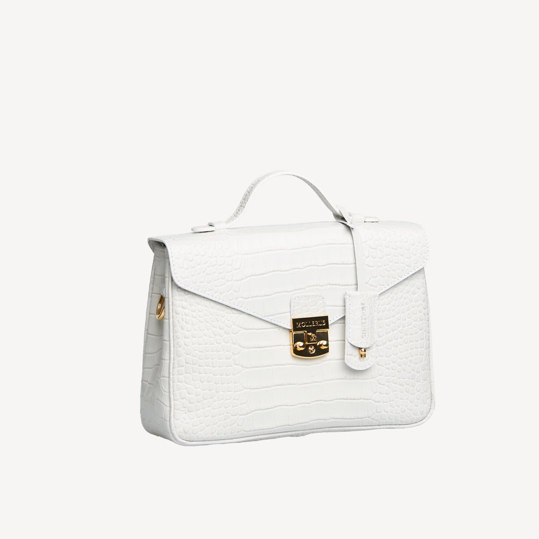 MARLY | Shoulder bag Mollerus Croco snow white/gold