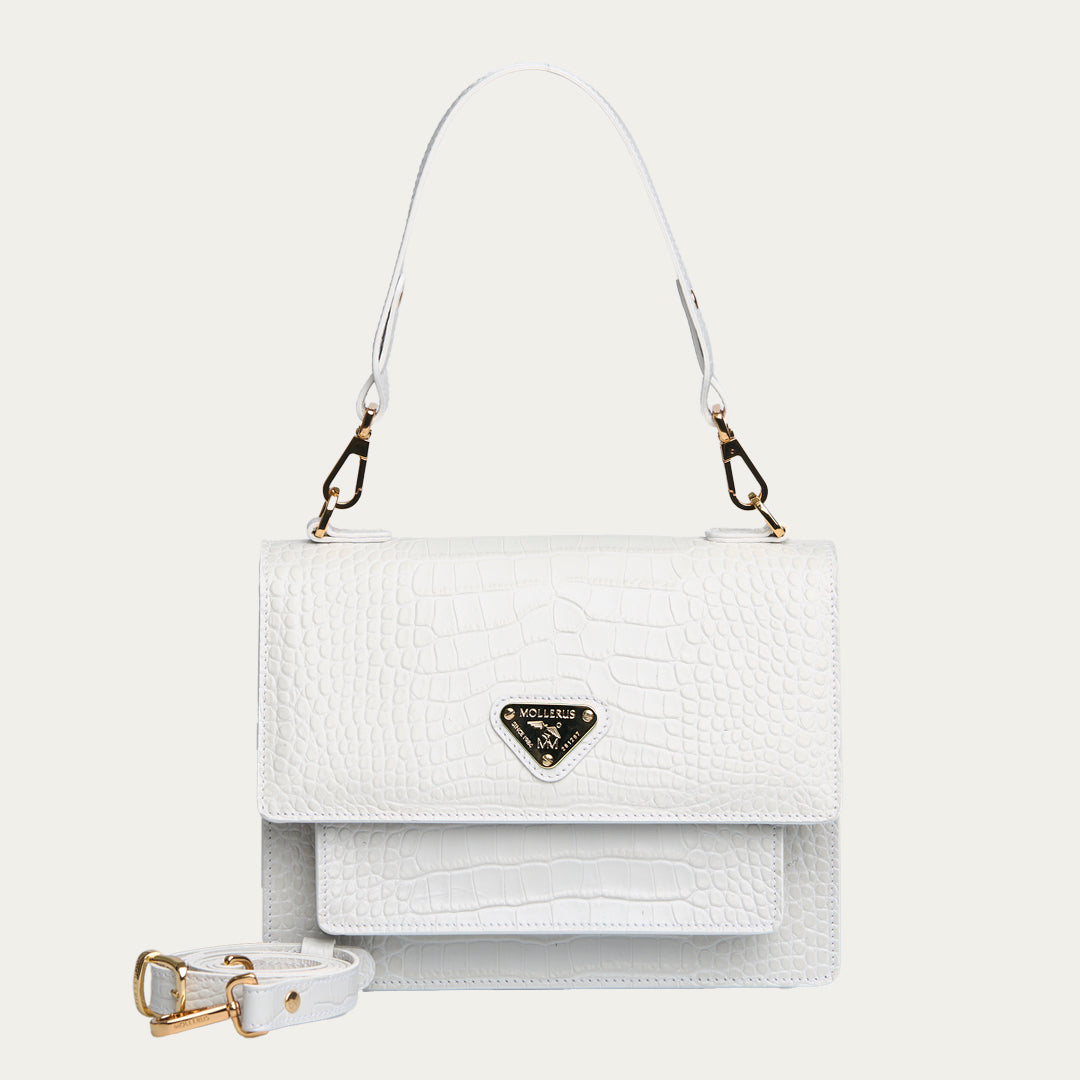 FEY | Schultertasche Mollerus Croco snow weiss/gold