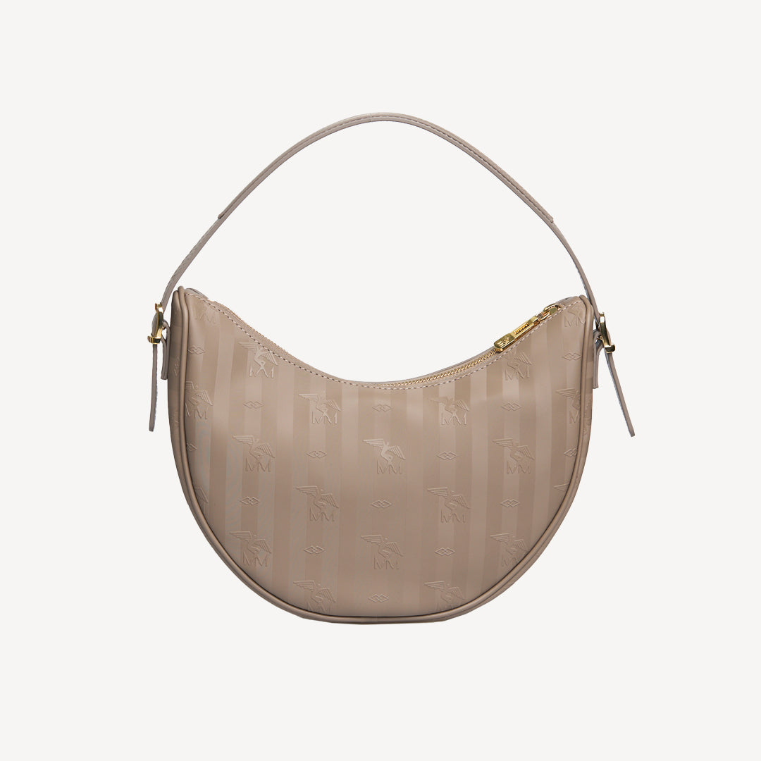 EMMEN | Schultertasche taupe grau/gold