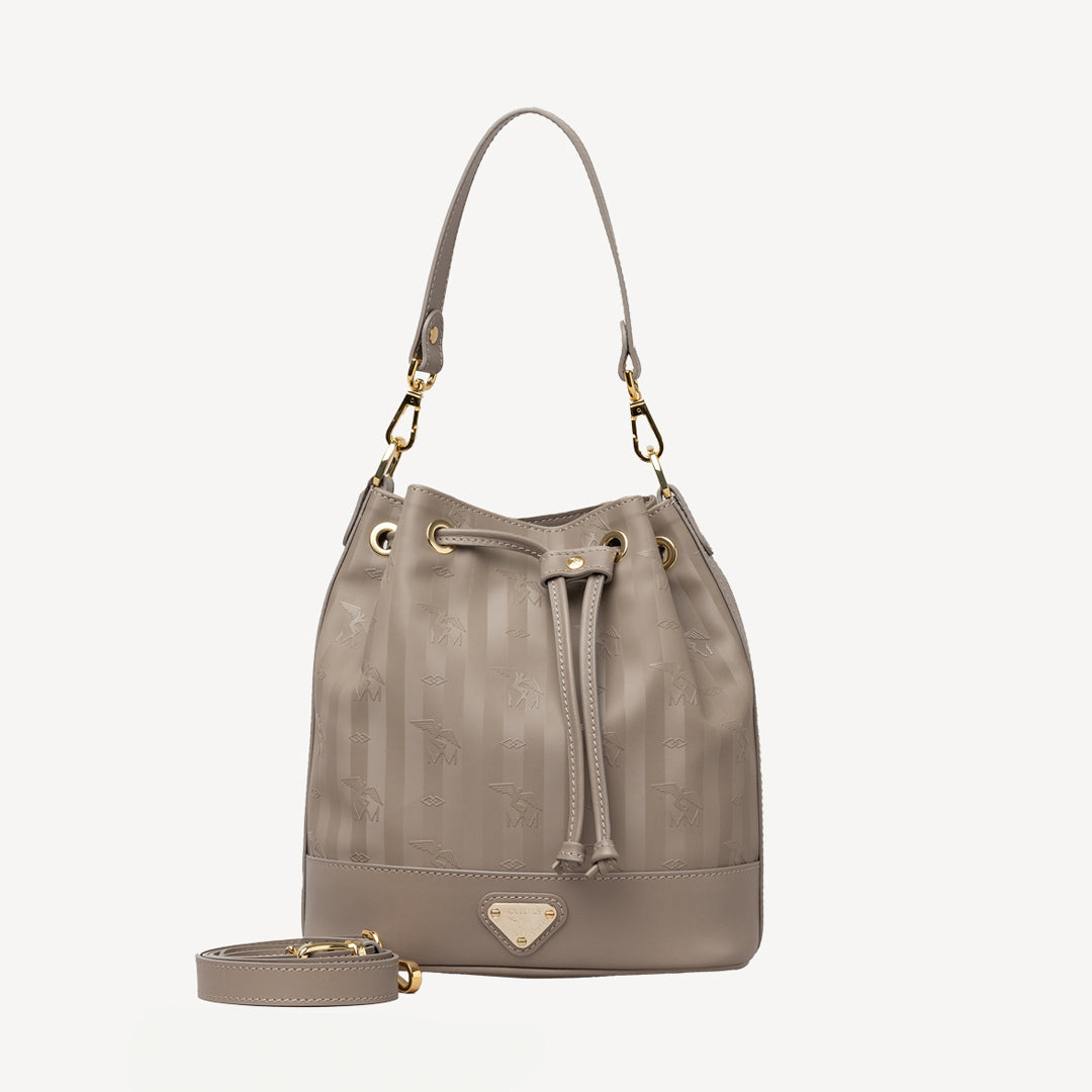 SION | Beuteltasche Mollerus taupe grau/gold - frontal