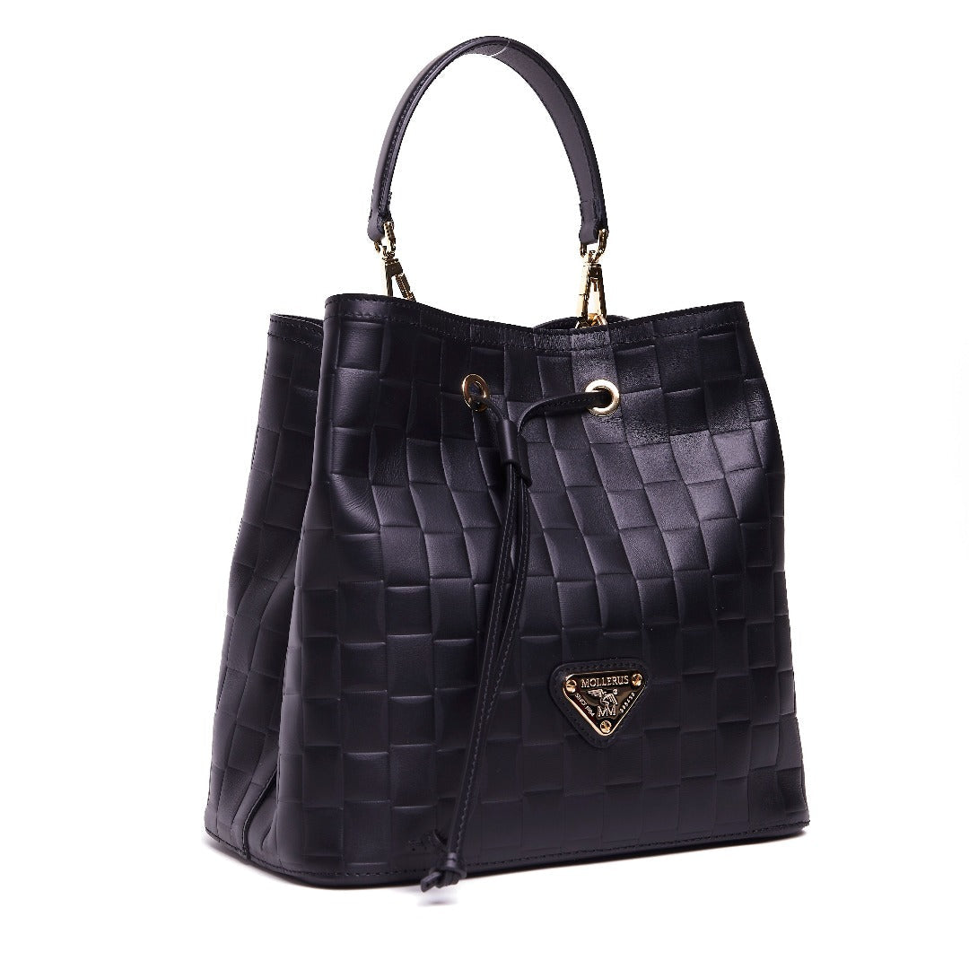 GRABS | Beuteltasche gewobene Prägung schwarz/gold
