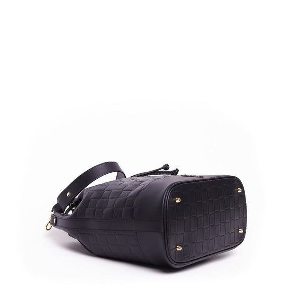 Maison Mollerus SNEEZING | Bucket bag woven embossing black/gold