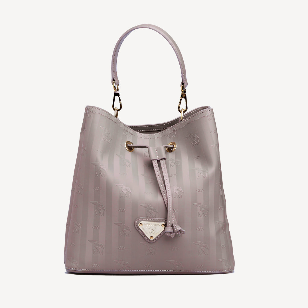 GRABS | Beuteltasche taupe grau/gold - frontal