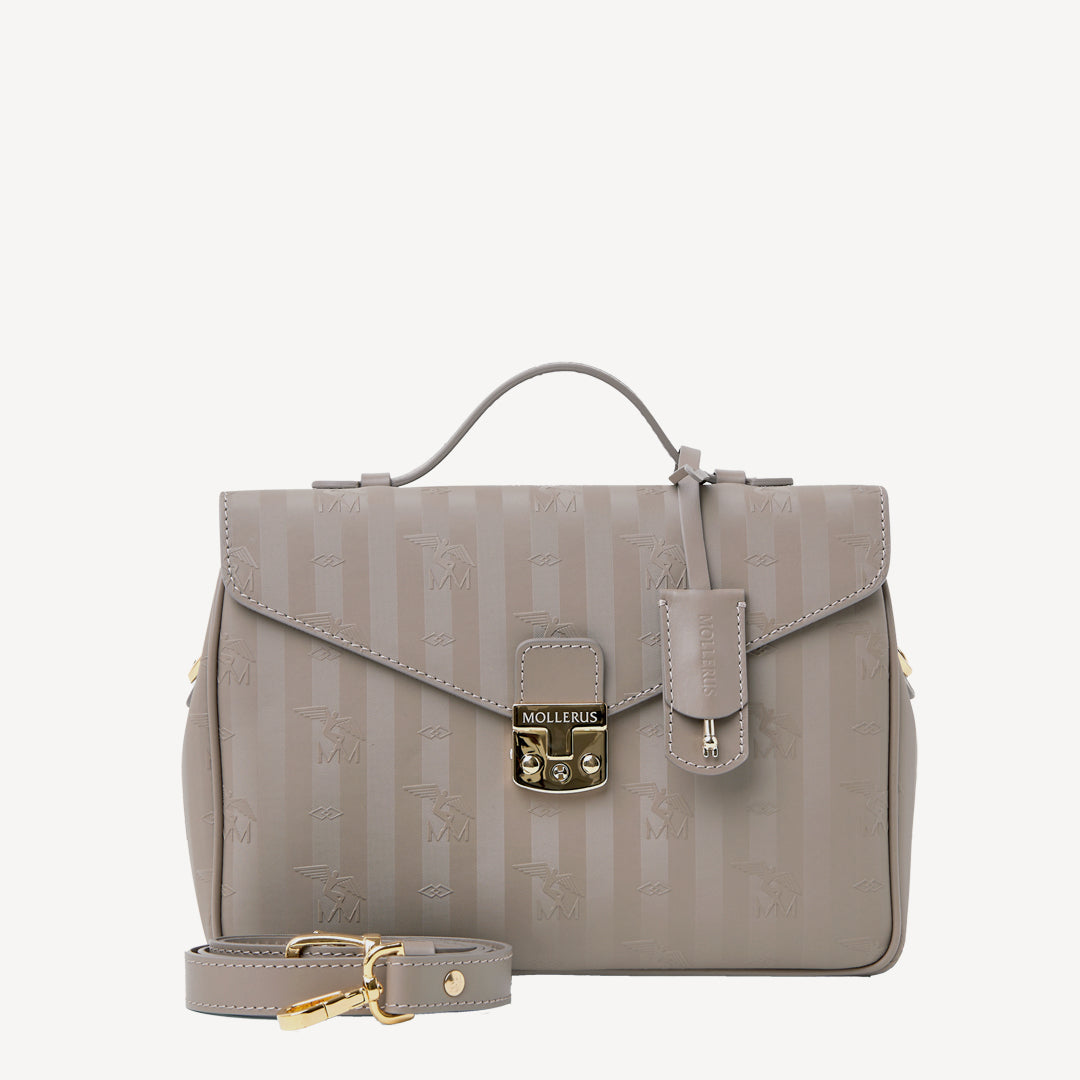 MARLY | Umhängetasche taupe grau/gold - frontal