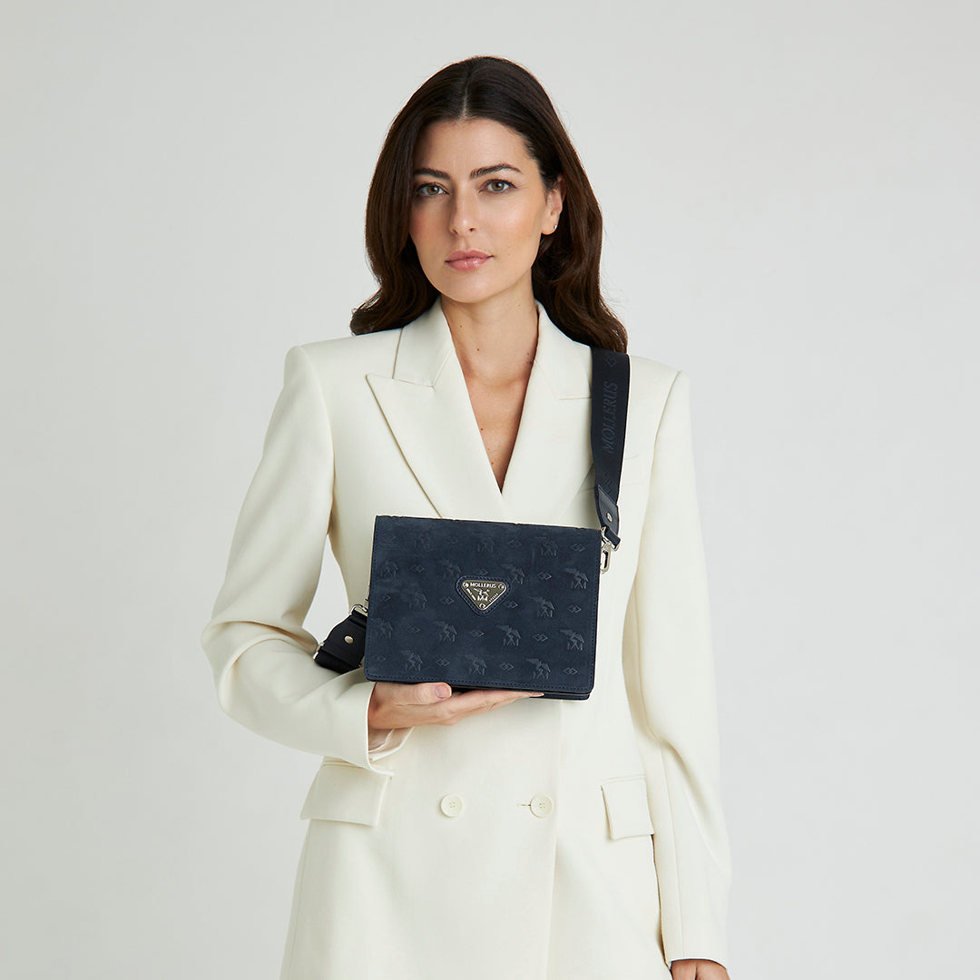 MELIDE | Umhängetasche Mollerus Velour space blau/silber